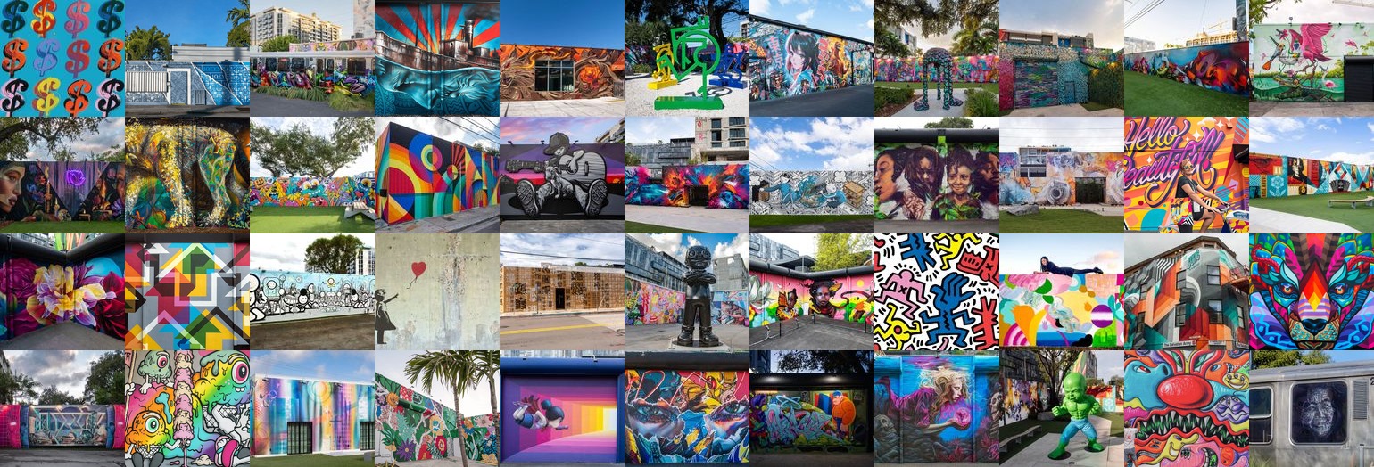 A collage of street art at Wynwood Walls
