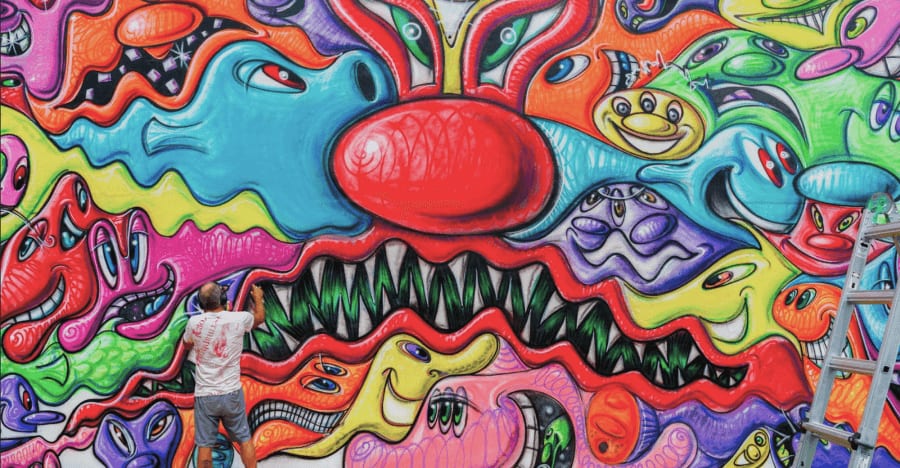 kenny scharf mural at Wynwood Walls