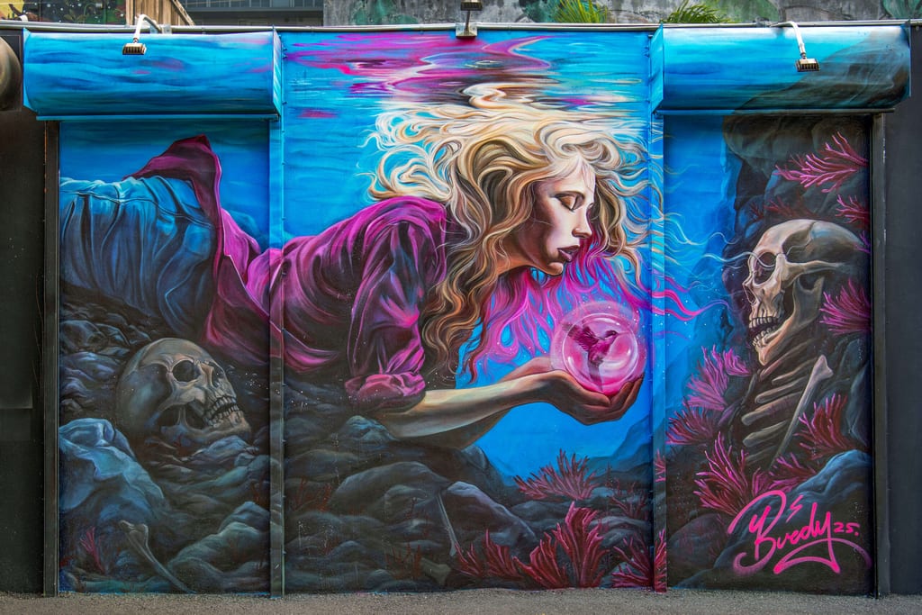 Miss Birdy mural at Wynwood Walls