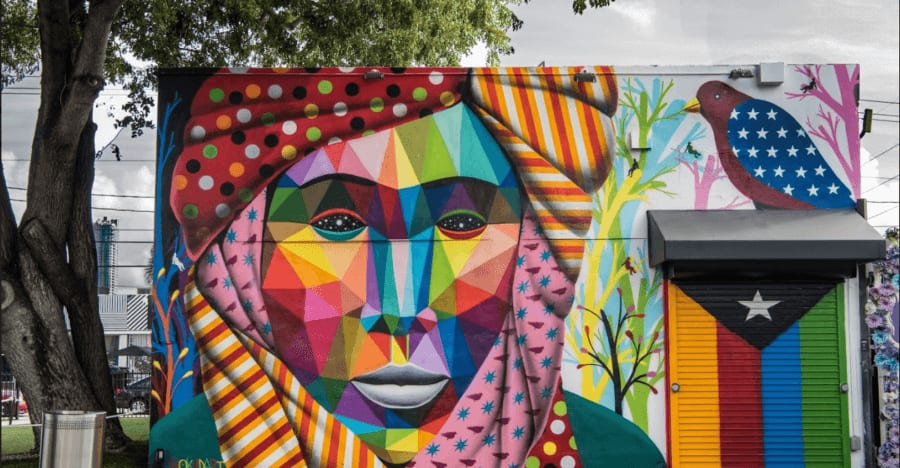 okuda san miguel mural at Wynwood Walls