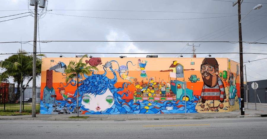 os gemeos mural at Wynwood Walls