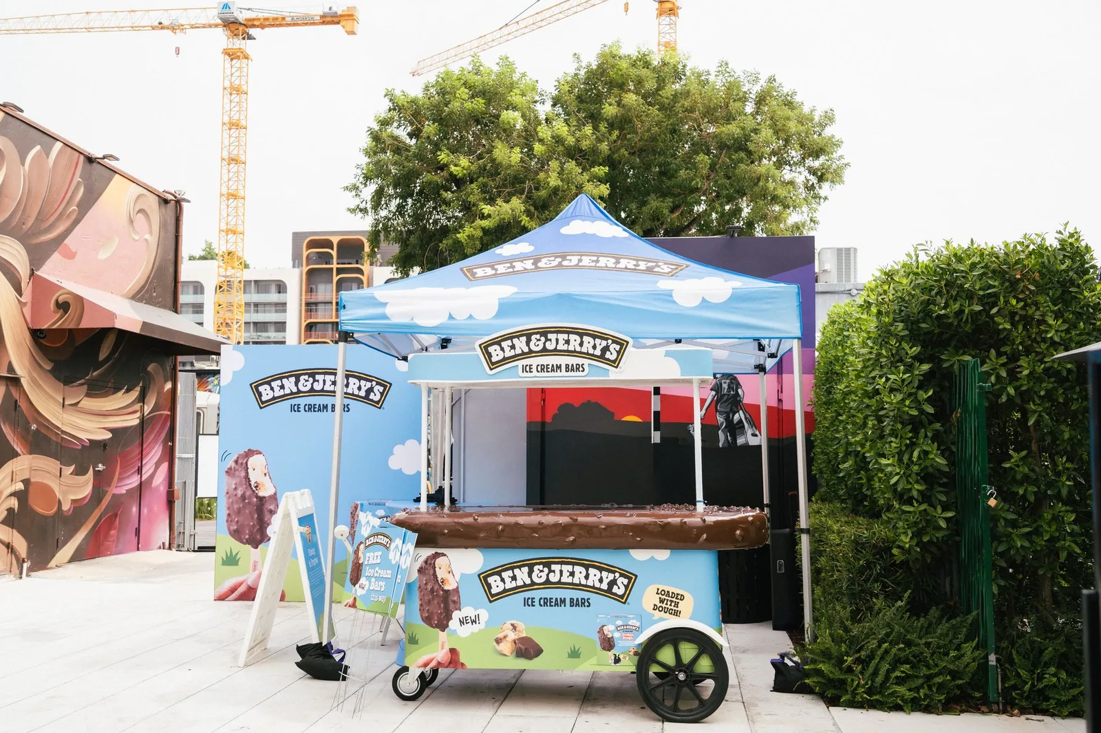 Ben & Jerry's ice cream cart and branded setup along Joey's Paseo
