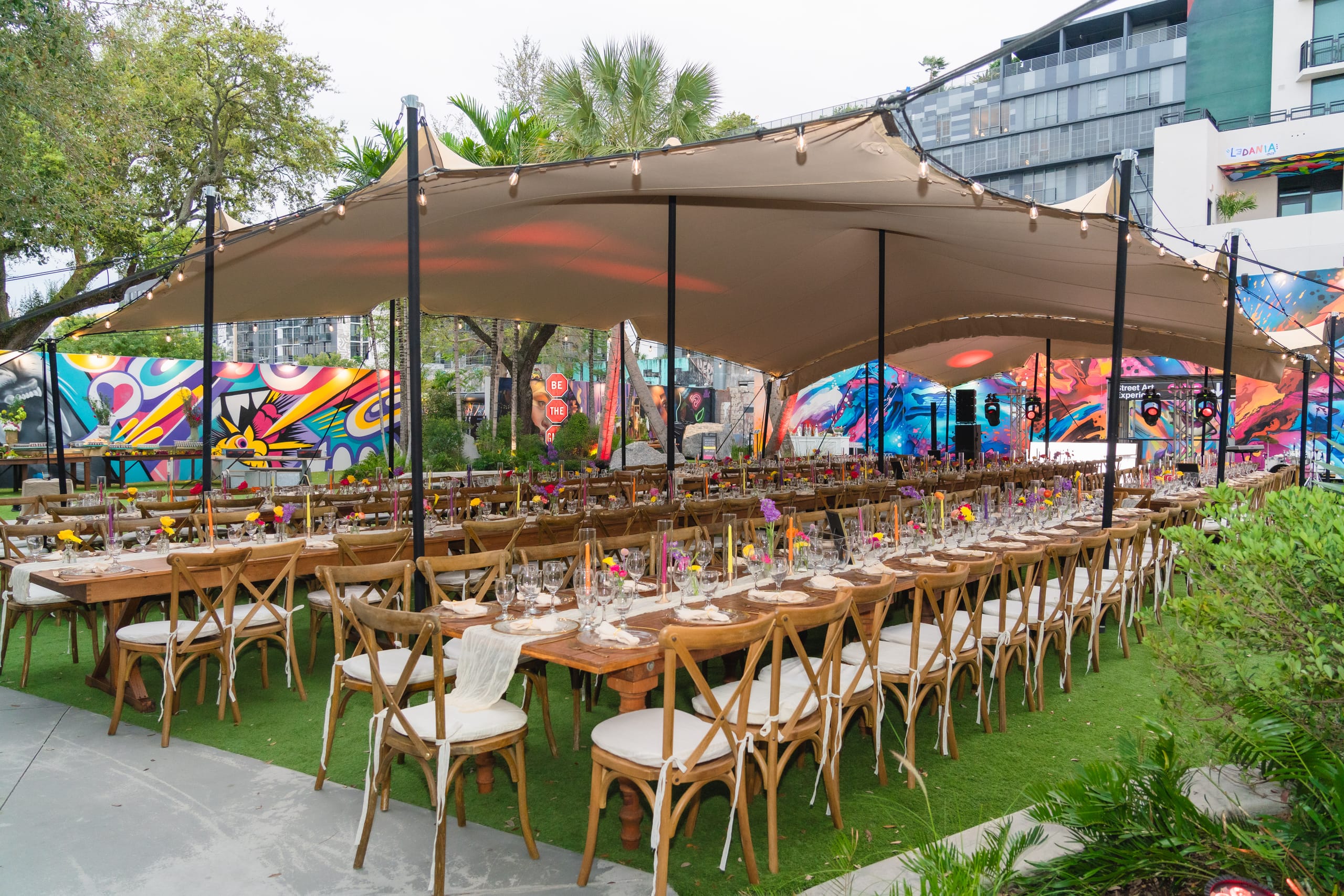 A private event set among the murals at Wynwood Walls